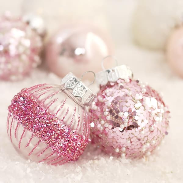 Julepynt til juletreet 25 stk Svarte og Gull Julepynt 6 cm Knusefrie Julepynt til Juletreet Julekuler Pink
