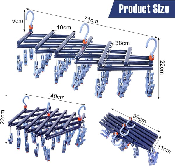 Sock Drying Rack,Sock Hanger for Washing Line, Foldable Clip Hangers with 29 Drying Clips