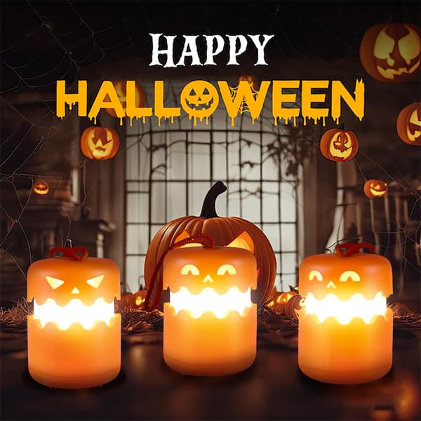 1 stk. Halloween Gresskarlykt, Sammenleggbare Jack O'Lanterns, Bærbare Små Halloweenlys for Barn