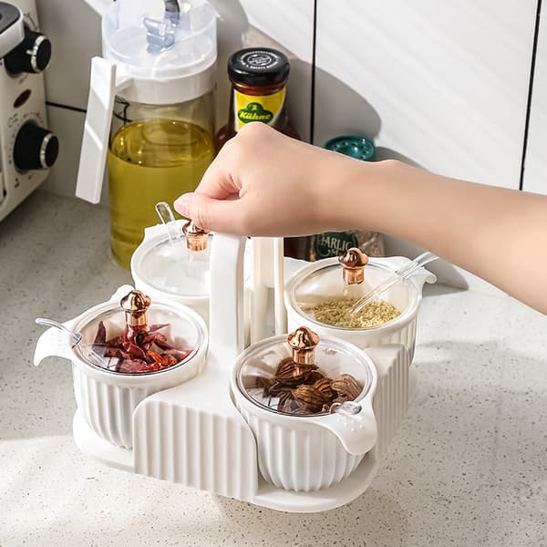 kryddburksset, med skedar och transparenta förvaringslock, HIPS-material