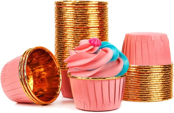 50 engangs mini muffinforme, velegnet til cupcakes, muffins og brownies, lyserød