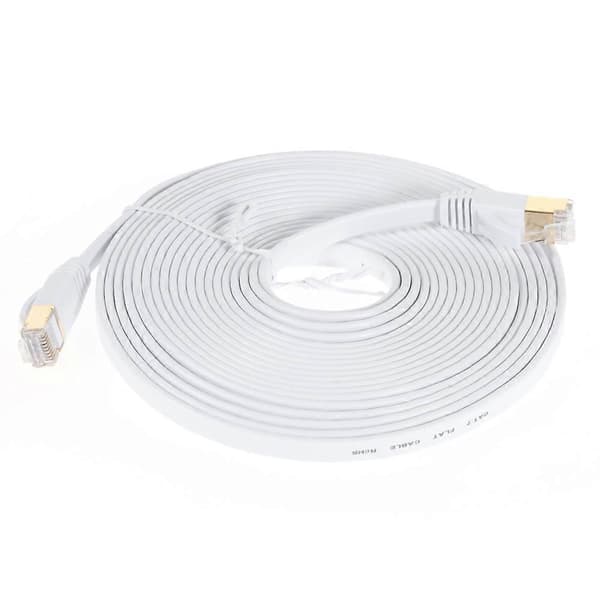 5m CAT-7 10 Gigabit RJ45 Ethernet Flat Nettverkskabel Patchkabel - Hvit