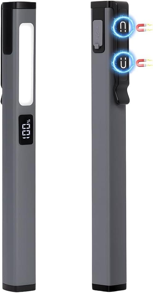 Arbejdslampe, genopladelig LED-penlygte | COB-arbejdslampe med magnet, 6 tilstande og batteriindikator