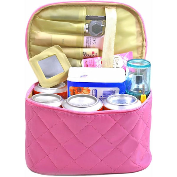 Dame Grid Mønster Kosmetik Makeup Taske Vandtæt Rejse Toiletartikler Organizer