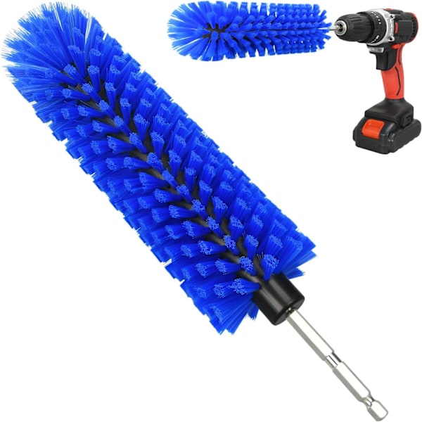Borstborste för bilhjul och flaska, 25 cm lång, för hjul, fälgar, motorer, avgaser, flaska (Blå)