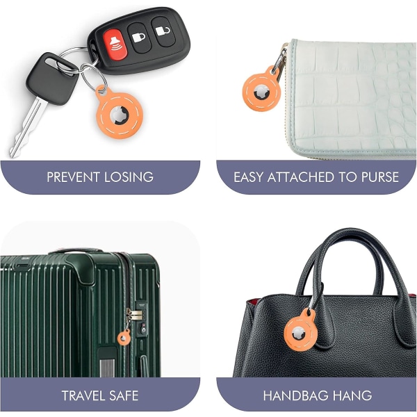 Heyone AirTag Case/ AirTag Nyckelring Fullt skydd AirTag Hållare Tillbehör - 2 Pack (orange)
