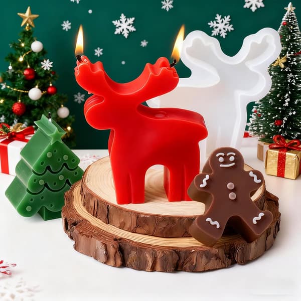 Silikonformar - Julform - 3D Ljusform - Ren - Pepparkaksgubbe - Epoxi Silikon Ljushållare - Juldekoration