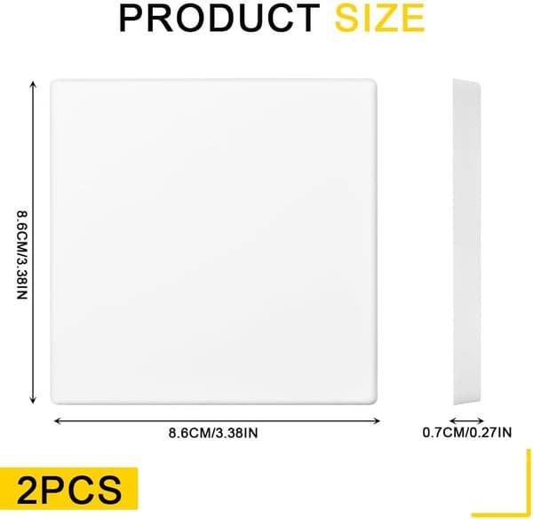 2-pak selvklæbende vægstikdæksel, 86 x 86 mm, hvid plastpanel