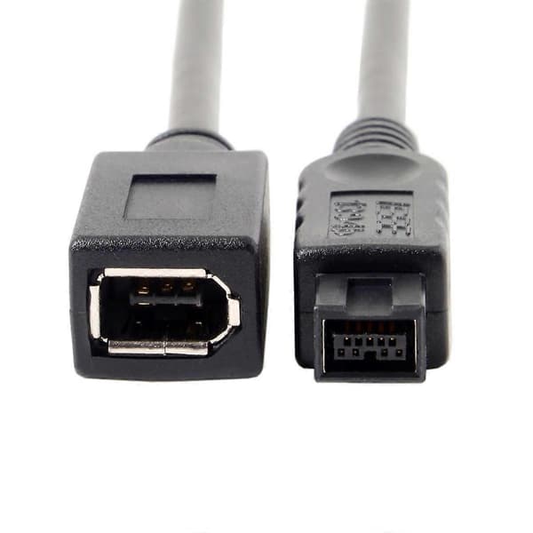CY FW-012-BK 1394 Kabel FireWire 400 til 800 Adapterkabel 6F-9M Ledning 20cm - Sort