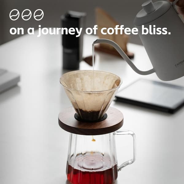 600ml Kaffedrippare och kanna i glas med trästativ