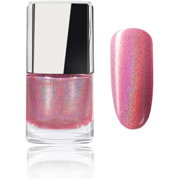 Holografiskt nagellack, glitter nagellack med sjöjungfrueffekt rosa nagellack, långvarigt nagellack polariserande glitter (7ml)