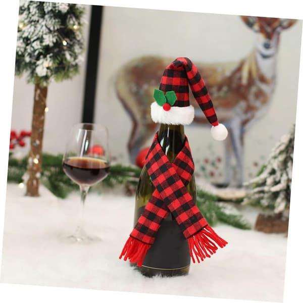 Juleflaskehetter Sett Juledekorasjon Julepynt Julevinflaskehetter Nisselue Vinflaskedeksel Hetter Stoff