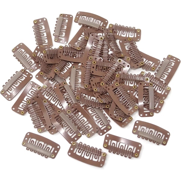 20 stycken Hårförlängningsklämmor, Metall Snap Clips för Hårförlängningar och Våder, Perukklämmor Snap Clips U-formad Hårperukklämma Light brown