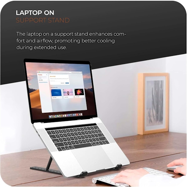 Justerbart Laptopställ för Skrivbord, 6-Vinkels Laptopstativ Portabelt Laptopställ, Luftventilerat Kylande Notebookställ
