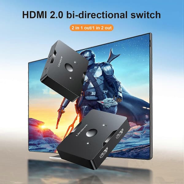 MINDPURE SW002 2 Inngang 1 Utgang HDMI-bryter 2-veis 4K HD-videoadapter