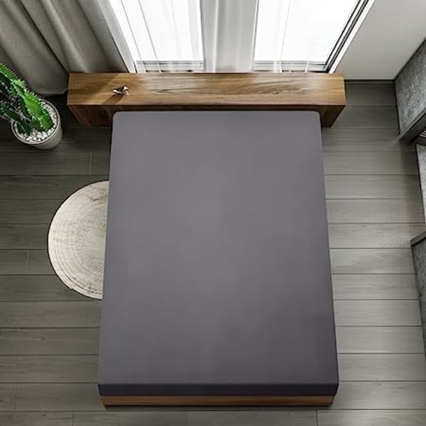 Utopia Bedding Resårlakan - Grå, 160 x 200 cm - 35 cm Djup för Tjock Madrass - Borstad Mikrofiber Polyester
