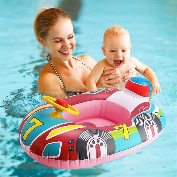 Uppblåsbara simringar Baby Vatten Spela Spel Säte Float Båt Barn Simring Tillbehör Vatten Roliga Poolleksaker Pink