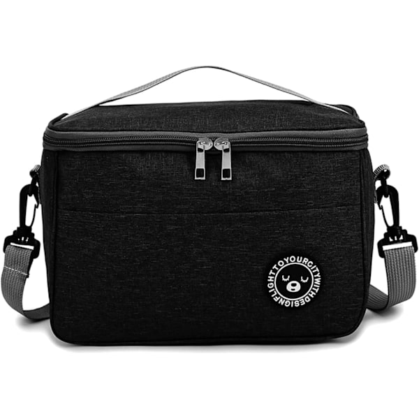 5.5L Isoleret Taske, Isoleret Picnic Taske, Isoleret Madkasse Taske til Voksne, Isoleret Madkasse Taske (Sort/5.5L/24*14*17cm)