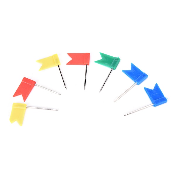 100 stk. Markeringsflag - Flag Pins i 5 farver til kort og tavler