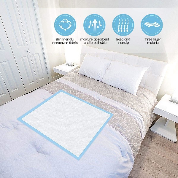 Inkontinensskydd för säng 60 x 90 cm Vattentäta lakan 50-pack Absorberande skydd Engångsunderlägg