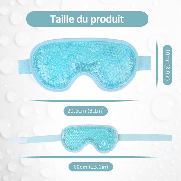 Kylmäsilmänaamio, geelisilmänaamio turvonneille silmille, tummille silmänalusille, migreeniin, uudelleenkäytettävä jääpakkaus pehmeällä takanaamiolla kuumahoitoon (sininen)