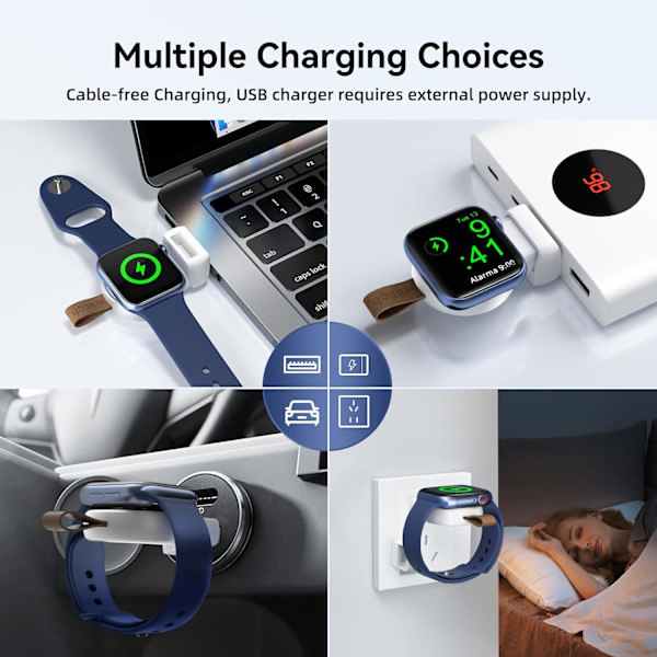 USB-oplader til Apple Watch, Magnetisk iWatch-oplader Bærbar Trådløs Oplader