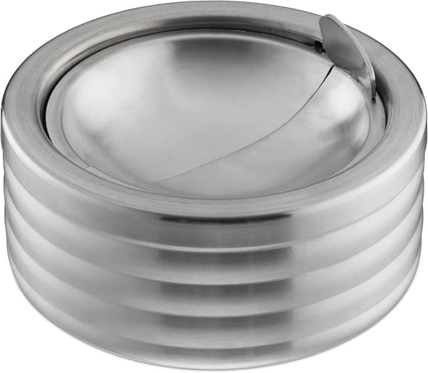 Askkopp med lock för inom- och utomhusbruk, rostfritt stål, silver, 5,5 x 11,5 cm