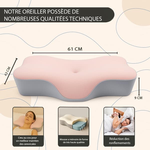 Ergonomisk Cervical Kudde, Terapeutisk Memory Foam Kudde, Ortopedisk, Lindra Nacksmärta 65*43*9.5cm