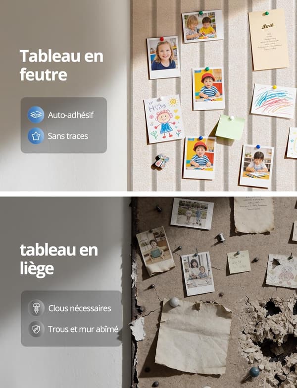 Anslagstavla i filt, beige displaypanel