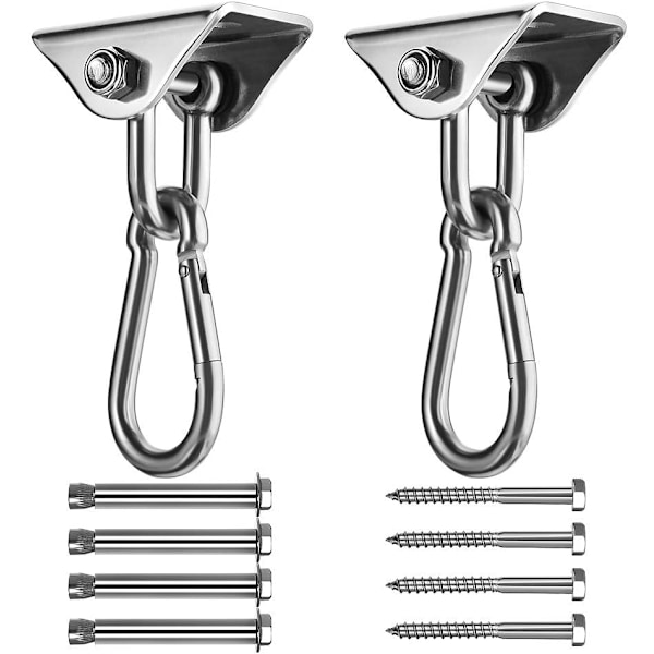 Svinghängare Krokar, Set med 2 Rostfritt Stål 180° Svängbara Hängkrokar med Karabiner