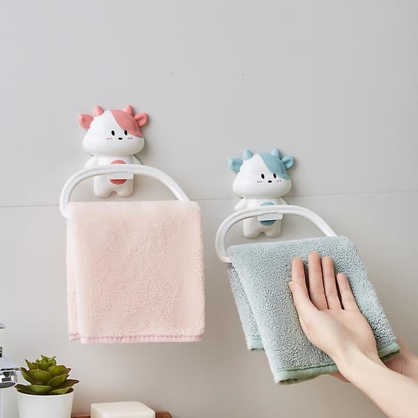 1-pack, tecknad väggmonterad handdukshängare för barn, blå