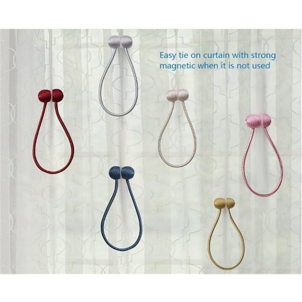 Magneettiset verhonpidikkeet, verhosoljet, sidontanauha, 2 kpl kotiin, toimistoon, koristeeksi Dark red