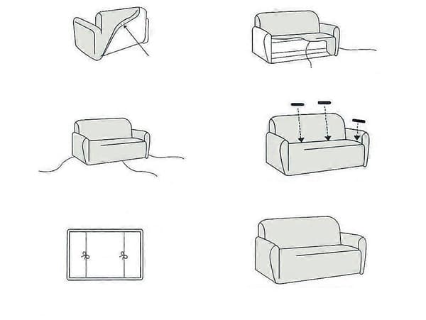 Sofatrekk for 2-seters sofa, stretch, rød blomst