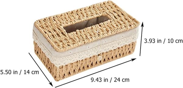 Vävd Pappershållare i Rattan, Vävda Pappershållare för Bil, Badrum, Toalettbord