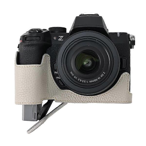 För Nikon Z 50 II Kameraväska Äkta Läder Skyddsfodral - Grå