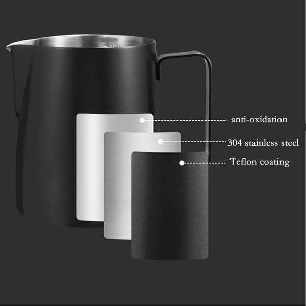 600 ml mælkeskummerkande i rustfrit stål; velegnet til espresso-dampning, samt til opskumning af mælk eller piskning af fløde