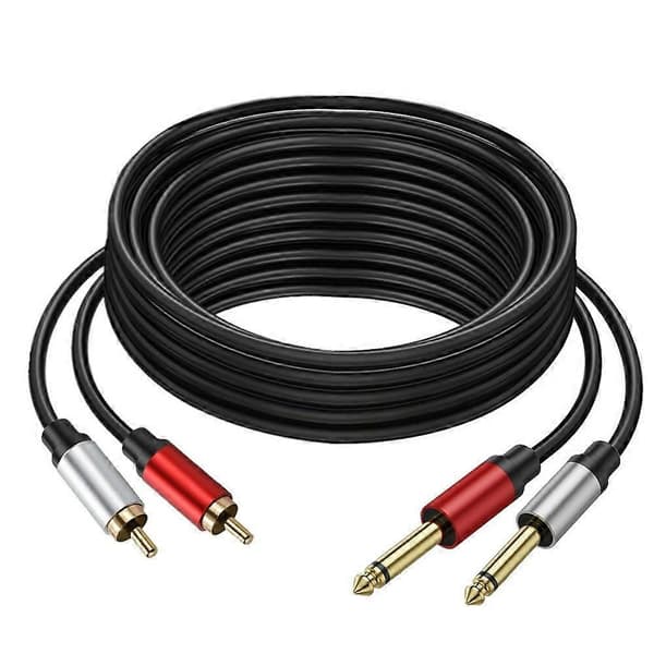 5m Dobbelt 1/4 tomme TS til Dobbelt RCA Stereo Lydkabel 2x 6,35mm TS til RCA Han Adapterledning