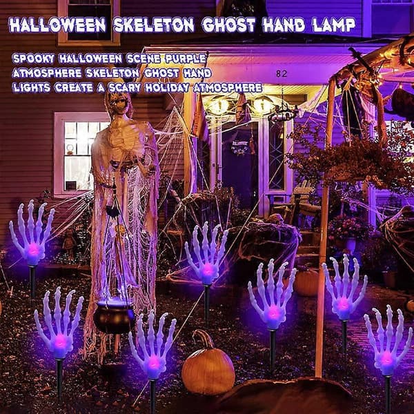 Halloween Lys 8 stk. LED Lysende Spøgelse og Halloween Dekorationer