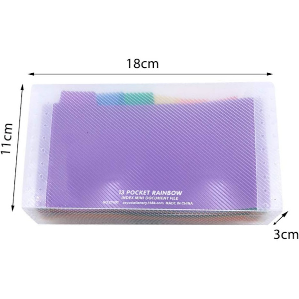 Mini Dokumentmappe, 13 Lommer Små Mapper Farvede 24 Etiketter Index Case (7,1 x 4,45 x 1,1 tommer)