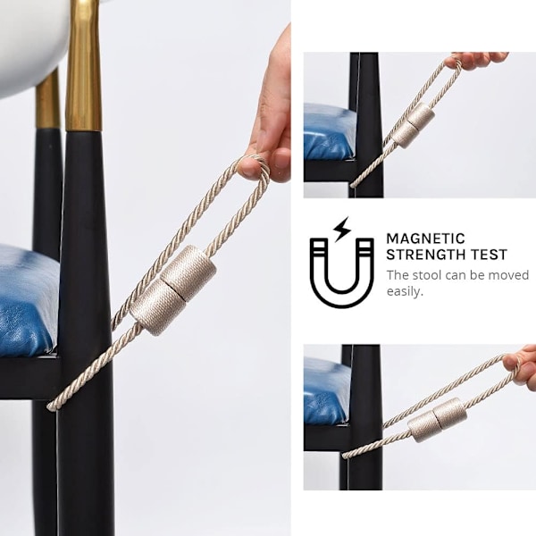 2-pack Magnetiska Gardinband, Handgjorda Vävda Rep Gardinhållare Bekväma Dekorativa Gardinband för Hem och Kontorsfönsterdraperi Beige