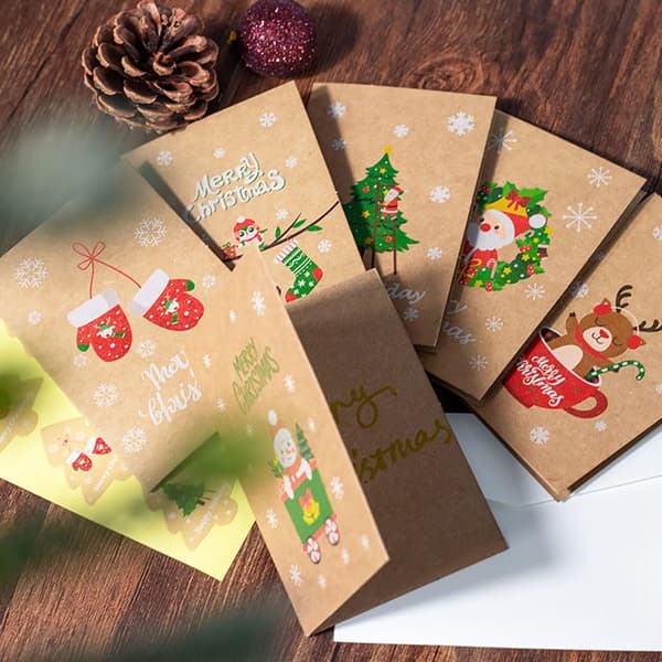 6 julekort, 10,4 x 6,9 cm - 6 søde designs, glædelige julekort med konvolutter