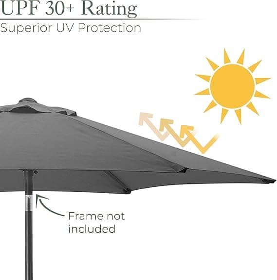 Udskiftningsparasoldug, sekskantet, 6 arme, UV 30+ beskyttelse til haveparasol