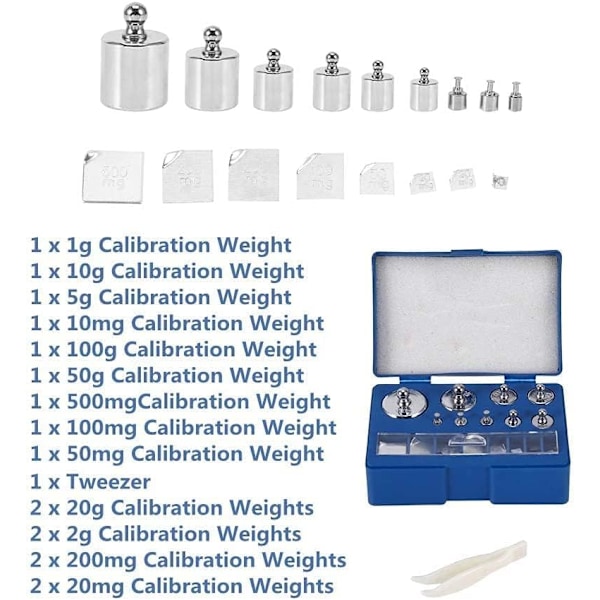 Kalibreringsvikter Set 17PCS 10mg-100g Våg Kalibrering Gram Våg Vikter Kalibreringsvåg Kalibreringsvikt