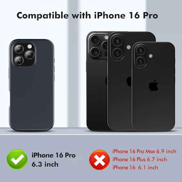 Silikonikuori Yhteensopiva iPhone 16 Pro -kotelon kanssa, pehmeä erittäin ohut suojaava iskunkestävä nestemäinen silikonipuhelinkotelo, 6,1\", keskiyönsininen
