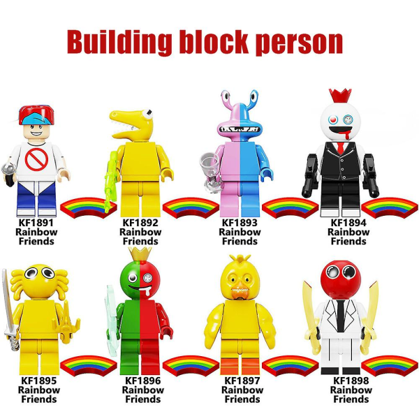 8-pack Rainbow Friends Brick Figur Leksak Set