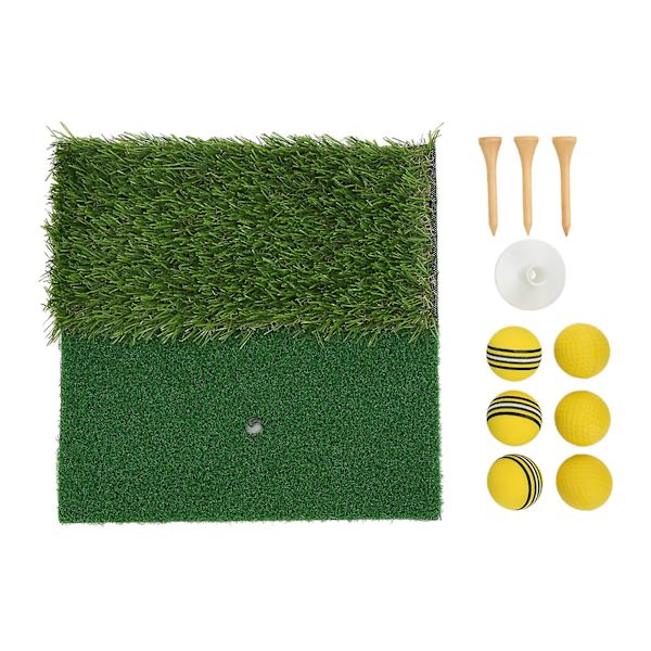 Treningsmatte for golfslag - Dobbel gressmatte for treningssone og ferdighetsforbedring