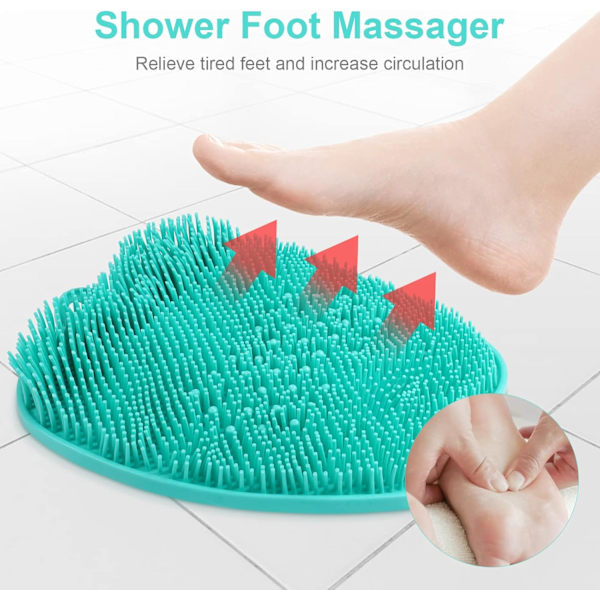 Fodskrubber til Brusebad, Fodrenser Massage Måtte med Skridsikre Sugekopper, til Fodpleje, Eksfoliering, Spa (Grøn)