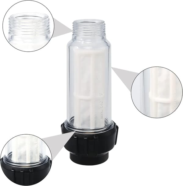 Vandfilter med filterindsats, 8 stk. filter til haveslangefilterrenser med 3/4\" vandtilslutning