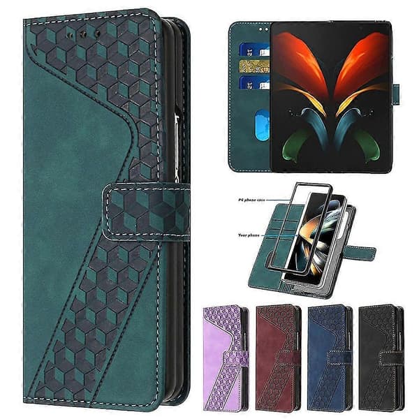Plånboksfodral Kompatibelt med Samsung Galaxy Z Fold 4, PU Läder Matt Flipskydd med Kortfack