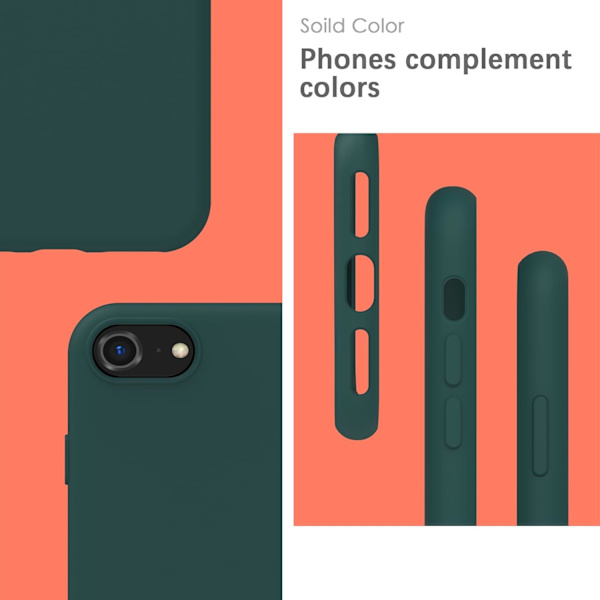 iPhone SE 2020/2022, iPhone 8/7, pehmeäpintainen, iskunkestävä, pölytiivis, liukumaton Apple-puhelimen suojakuori - tummanvihreä